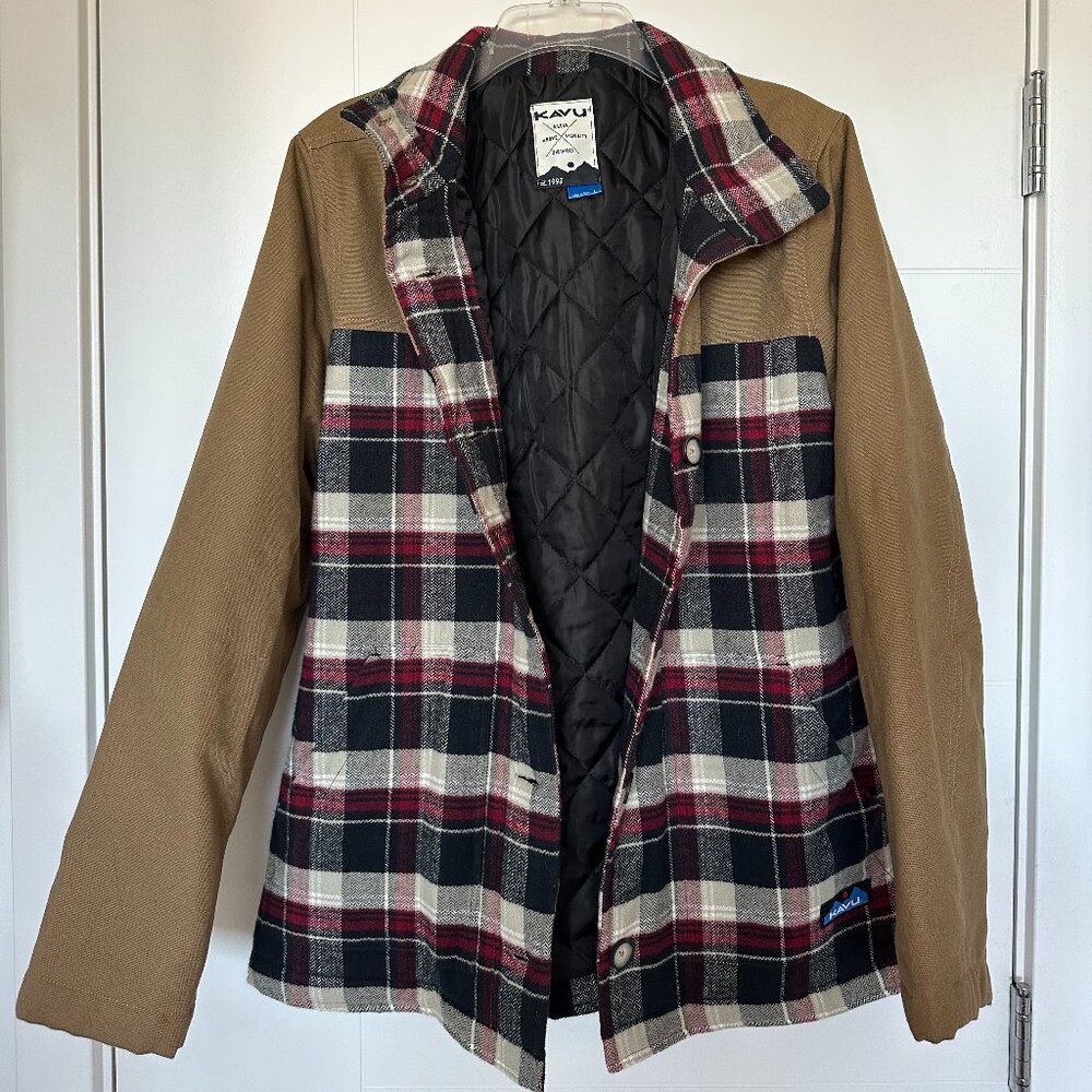 KAVU Highlands Women's Coat - Flannel Jacket Long Sleeve Insulated Button Coat L